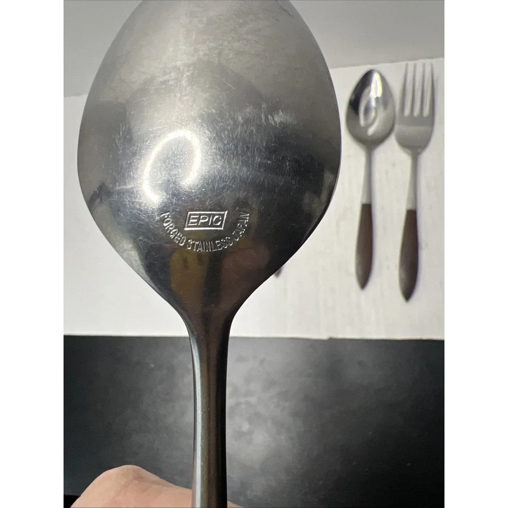 Vintage‎ EPIC Eco Forged Stainless Steel Utensil Set of 6 Serving Spoons Fork - Picture 4 of 4